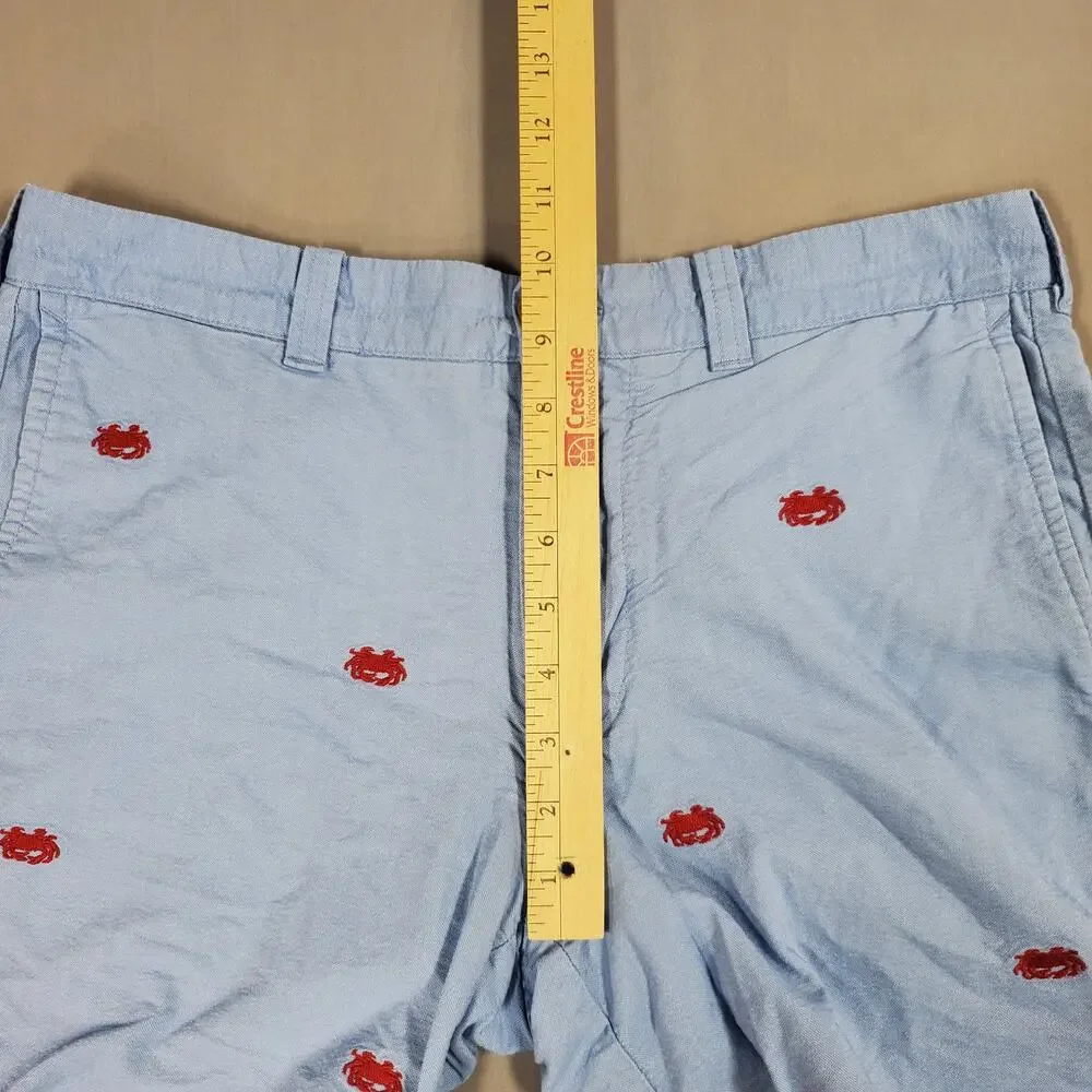 J. Crew Mens Sunwashed Oxford Shorts Size 31 Embroidered Crabs